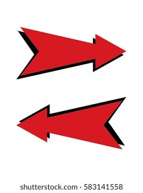 Red vector arrow with shadow