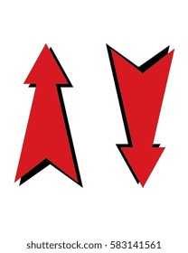 Red vector arrow with shadow