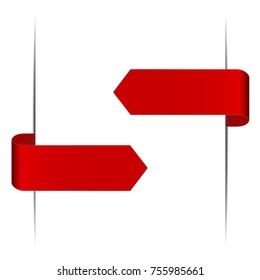 Red vector arrows in form of paper stickers