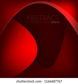 Red vector background with curve line overlap layer on dark space for text and background design
