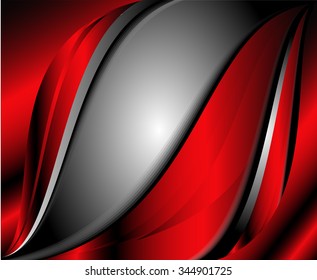 Red vector background curve silver grey line on dark space overlap layer graphic for text and message modern artwork design
