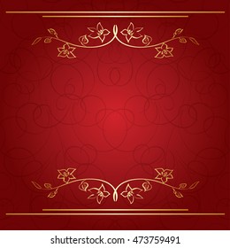 red vector background with golden branches