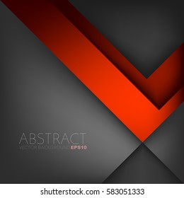 Red vector background line triangle overlap black layer with space for text and message design