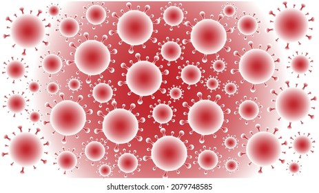 Red vector background of multiple germs covering entire frame. Germs are red. Disease, sickness, Healthcare.