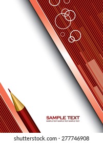 Red Vector Background with a Notepad and a Pencil.