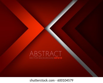 Red vector background overlap triangle layer corner arrow element and silver line with space for text and message design