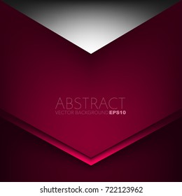 Red vector background square corner triangle overlap paper layer with silver on top on dark space for background design