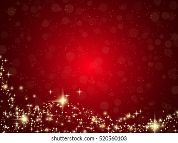 red vector background with stars and light effects