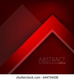 Red vector background , triangle arrow corner element overlap layer with dark space for text design