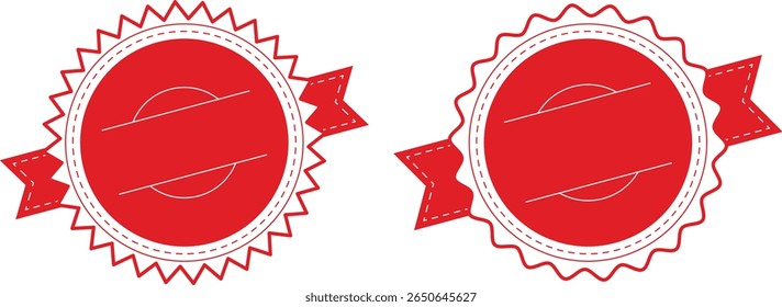 Red Vector Badge and Ribbon Stamp Collection for Label Design, Promotions, and Certification Templates