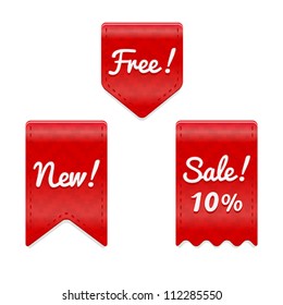 Red vector badges. Vector web icons. Web buttons set