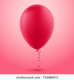 Red vector balloon, isolated on red background. Realistic balloon illustration for party, celebration, festival, birthday or branding design decoration.