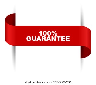 red vector banner 100% guarantee