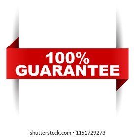 red vector banner 100% guarantee