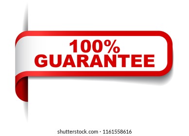 red vector banner 100% guarantee