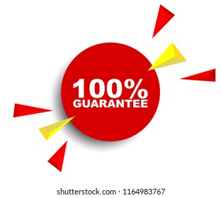 red vector banner 100% guarantee