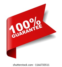 red vector banner 100% guarantee