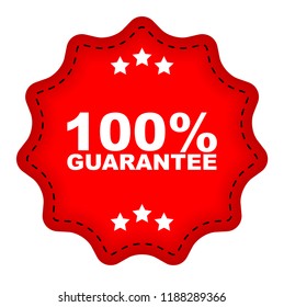 red vector banner 100% guarantee