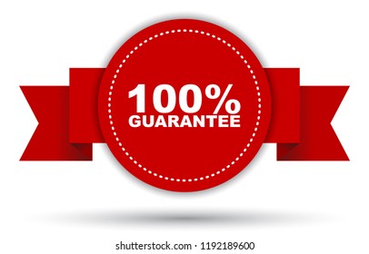red vector banner 100% guarantee