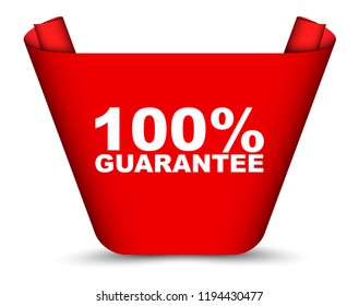 red vector banner 100% guarantee