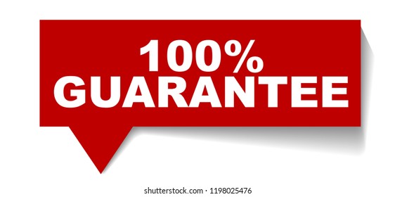 red vector banner 100% guarantee