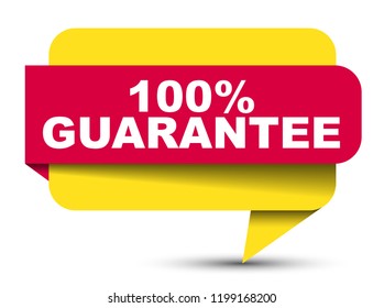 red vector banner 100% guarantee