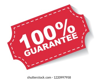 red vector banner 100% guarantee