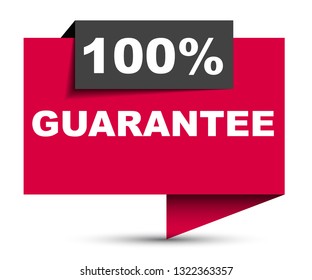 red vector banner 100% guarantee