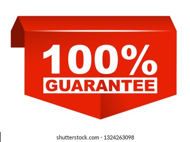 red vector banner 100% guarantee