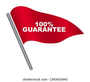 red vector banner 100% guarantee