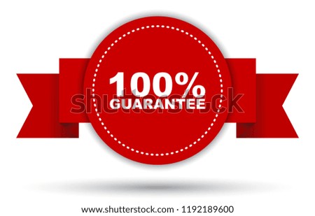 red vector banner 100% guarantee