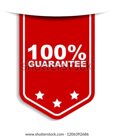 red vector banner 100% guarantee
