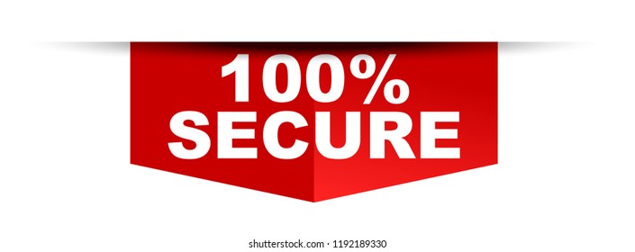 red vector banner 100% secure