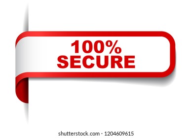 red vector banner 100% secure