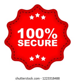 red vector banner 100% secure