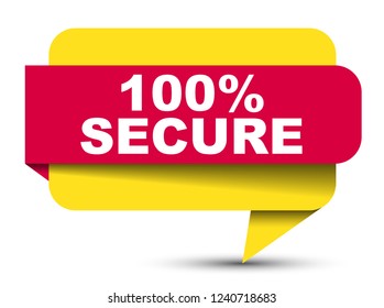 red vector banner 100% secure