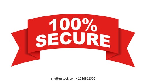 red vector banner 100% secure