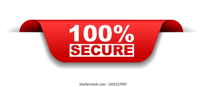 red vector banner 100% secure