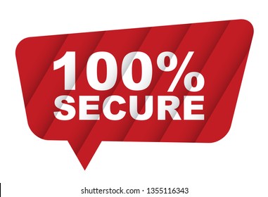 red vector banner 100% secure