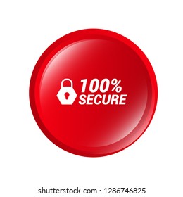 red vector banner 100% secure.Designed for your web site design, logo, app, UI