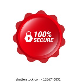 red vector banner 100% secure.Designed for your web site design, logo, app, UI