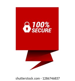 red vector banner 100% secure.Designed for your web site design, logo, app, UI