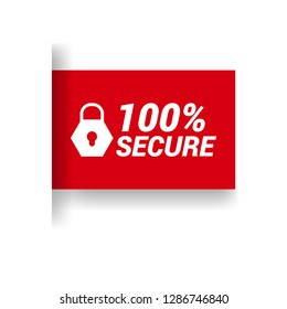 red vector banner 100% secure.Designed for your web site design, logo, app, UI