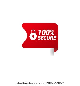 red vector banner 100% secure.Designed for your web site design, logo, app, UI