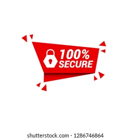 red vector banner 100% secure.Designed for your web site design, logo, app, UI