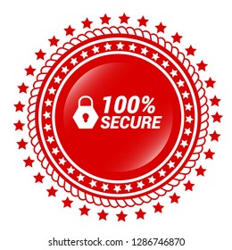 red vector banner 100% secure.Designed for your web site design, logo, app, UI