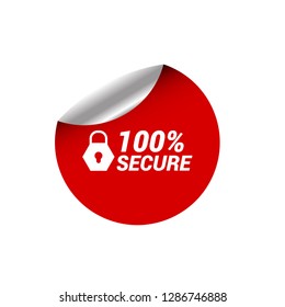 red vector banner 100% secure.Designed for your web site design, logo, app, UI