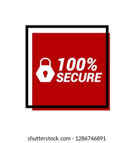 red vector banner 100% secure.Designed for your web site design, logo, app, UI