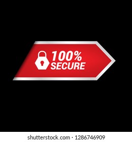 red vector banner 100% secure.Designed for your web site design, logo, app, UI