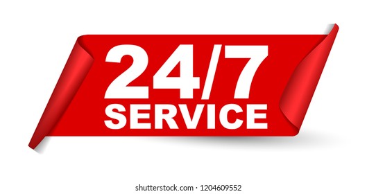 red vector banner 24/7 service